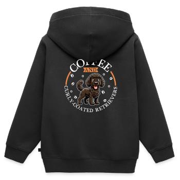 Coffee and Curly-coated Retriever - Kids Premium Organic Zip-up Hoodie - black - Back - AI Model Kid Male (0cm)