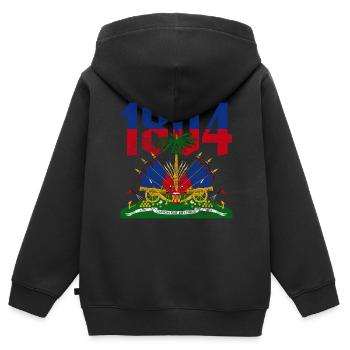 Haiti - Kinder Premium Organic Zip Hoodie - Schwarz - Hinten - AI Model Kid Male (0cm)