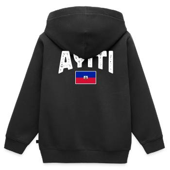 Vacances Haïti Caraïbes - Sweat Premium à capuche zippé enfant bio - noir - Dos - AI Model Kid Male (0cm)