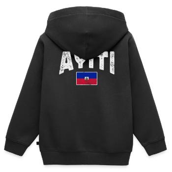 Haiti - Kinder Premium Organic Zip Hoodie - Schwarz - Hinten - AI Model Kid Male (0cm)