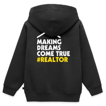Immobilienmakler - Kinder Premium Organic Zip Hoodie - Schwarz - Hinten - AI Model Kid Male (0cm)