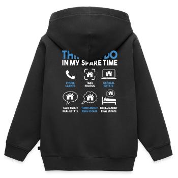 Immobilienmakler - Kinder Premium Organic Zip Hoodie - Schwarz - Hinten - AI Model Kid Male (0cm)