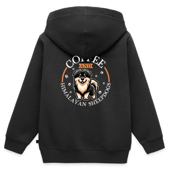 Kaffee und Himalaya Schäferhund - Kinder Premium Organic Zip Hoodie - Schwarz - Hinten - AI Model Kid Male (0cm)