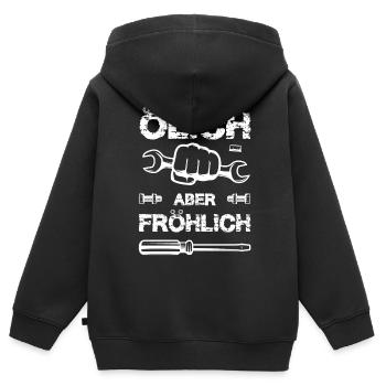 Ölich aber fröhlich Schrauber Mechaniker ölig - Kinder Premium Organic Zip Hoodie - Schwarz - Hinten - AI Model Kid Male (0cm)