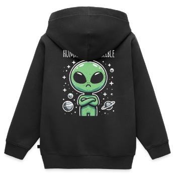 Alien - Kinder Premium Organic Zip Hoodie - Schwarz - Hinten - AI Model Kid Male (0cm)