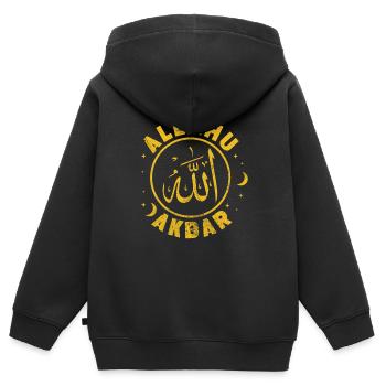 Muslim - Kinder Premium Organic Zip Hoodie - Schwarz - Hinten - AI Model Kid Male (0cm)