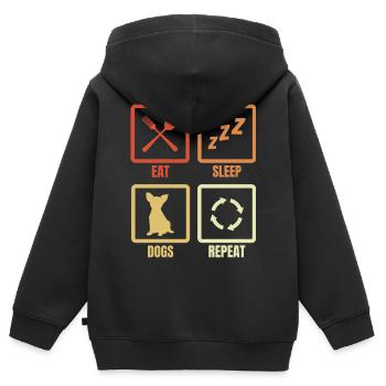 Tagesablauf für Hundehalter - Kinder Premium Organic Zip Hoodie - Schwarz - Hinten - AI Model Kid Male (0cm)