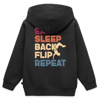 Backflip Salto Acrobaties Parkour Gymnastique Cadeau - Sweat Premium à capuche zippé enfant bio - noir - Dos - AI Model Kid Male (0cm)