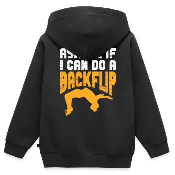 Backflip Salto Akrobatik Parkour Turnen Geschenk - Kinder Premium Organic Zip Hoodie - Schwarz - Hinten - AI Model Kid Male (0cm)