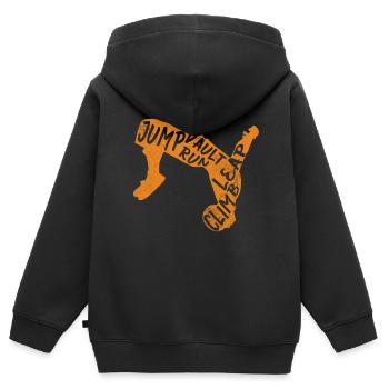 Backflip - Kinder Premium Organic Zip Hoodie - Schwarz - Hinten - AI Model Kid Male (0cm)