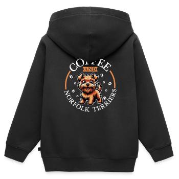 Kaffee und Norfolk Terrier - Kinder Premium Organic Zip Hoodie - Schwarz - Hinten - AI Model Kid Male (0cm)