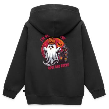 Drôle de fantômes Halloween Tenue Femmes - Sweat Premium à capuche zippé enfant bio - noir - Dos - AI Model Kid Male (0cm)