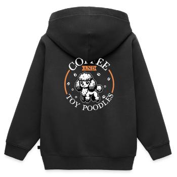 Café et caniche jouet - Sweat Premium à capuche zippé enfant bio - noir - Dos - AI Model Kid Male (0cm)