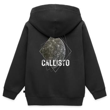 Callisto - Jupiter Lune - Sweat Premium à capuche zippé enfant bio - noir - Dos - AI Model Kid Male (0cm)