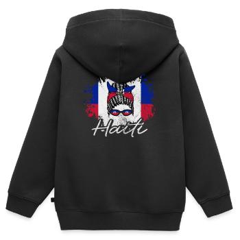 Haiti - Kinder Premium Organic Zip Hoodie - Schwarz - Hinten - AI Model Kid Male (0cm)