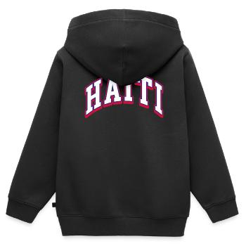 Vacances Haïti Caraïbes - Sweat Premium à capuche zippé enfant bio - noir - Dos - AI Model Kid Male (0cm)