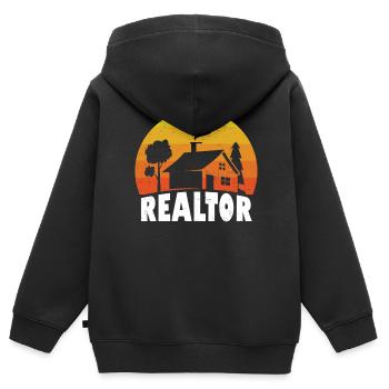 Immobilienmakler - Kinder Premium Organic Zip Hoodie - Schwarz - Hinten - AI Model Kid Male (0cm)