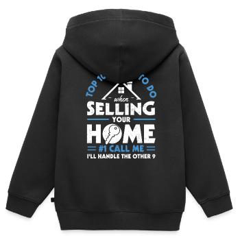 Immobilienmakler - Kinder Premium Organic Zip Hoodie - Schwarz - Hinten - AI Model Kid Male (0cm)