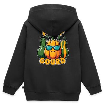 Feel Me Gourd - Tenue drôle d’automne - Sweat Premium à capuche zippé enfant bio - noir - Dos - AI Model Kid Male (0cm)