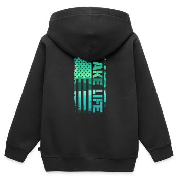 Wakeboard Wakeboarder Wakeboard Cadeau - Sweat Premium à capuche zippé enfant bio - noir - Dos - AI Model Kid Male (0cm)