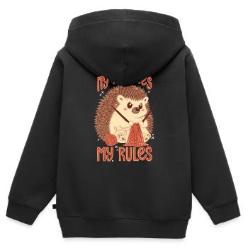 Mes aiguilles, mes règles - Sweat Premium à capuche zippé enfant bio - noir - Dos - AI Model Kid Male (0cm)