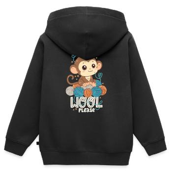 More wool please - Kids Premium Organic Zip-up Hoodie - black - Back - AI Model Kid Male (0cm)