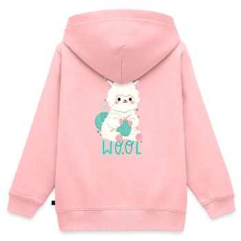 Alpaga avec laine - Sweat Premium à capuche zippé enfant bio - rose - Dos - AI Model Kid Female (0cm)