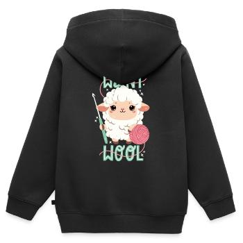 We want wool - Kids Premium Organic Zip-up Hoodie - black - Back - AI Model Kid Male (0cm)