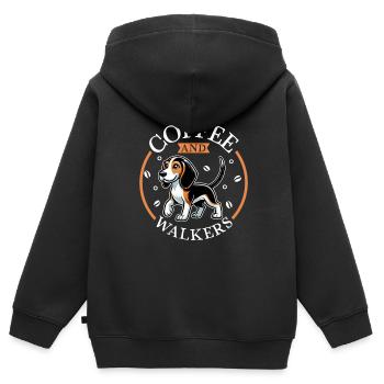 Café et arbre Walker Coonhound - Sweat Premium à capuche zippé enfant bio - noir - Dos - AI Model Kid Male (0cm)