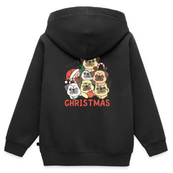Mops Weihnachtsbaum frohe Weihnachten - Kinder Premium Organic Zip Hoodie - Schwarz - Hinten - AI Model Kid Male (0cm)