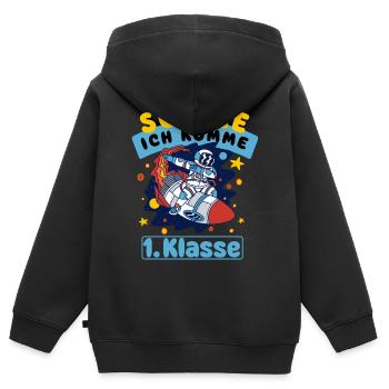 Einschulung Schulkind 1. Klasse Astronaut Weltall - Kinder Premium Organic Zip Hoodie - Schwarz - Hinten - AI Model Kid Male (0cm)