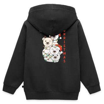 Eisbär Weihnachtsbaum Weihnachts Eisbären - Kinder Premium Organic Zip Hoodie - Schwarz - Hinten - AI Model Kid Male (0cm)