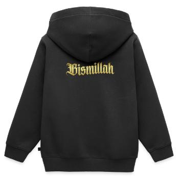 Muslim - Kinder Premium Organic Zip Hoodie - Schwarz - Hinten - AI Model Kid Male (0cm)