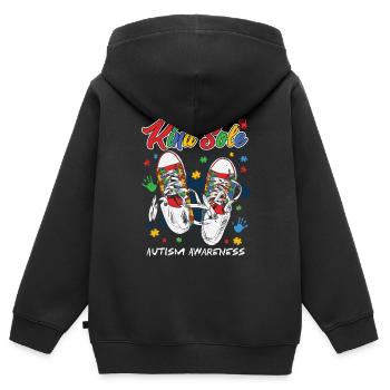 Autismus - Kinder Premium Organic Zip Hoodie - Schwarz - Hinten - AI Model Kid Male (0cm)
