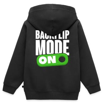 Backflip Salto Acrobaties Parkour Gymnastique Cadeau - Sweat Premium à capuche zippé enfant bio - noir - Dos - AI Model Kid Male (0cm)