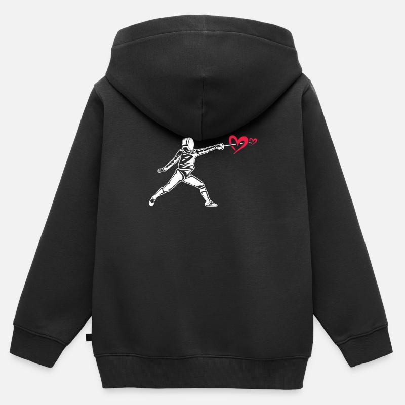 Escrime Épée Sabre Épée Épée Escrime Cadeau - Sweat Premium à capuche zippé enfant bio - noir