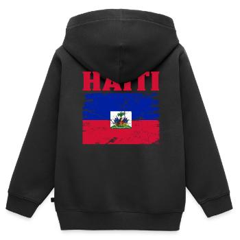 Vacances Haïti Caraïbes - Sweat Premium à capuche zippé enfant bio - noir - Dos - AI Model Kid Male (0cm)