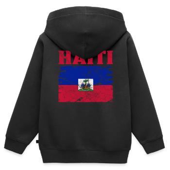 Haiti - Kinder Premium Organic Zip Hoodie - Schwarz - Hinten - AI Model Kid Male (0cm)