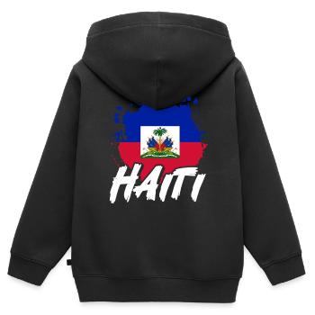 Vacances Haïti Caraïbes - Sweat Premium à capuche zippé enfant bio - noir - Dos - AI Model Kid Male (0cm)