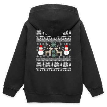 Rétro Noël Pixel - Sweat Premium à capuche zippé enfant bio - noir - Dos - AI Model Kid Male (0cm)
