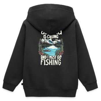 Angeln in Alaska - Kinder Premium Organic Zip Hoodie - Schwarz - Hinten - AI Model Kid Male (0cm)