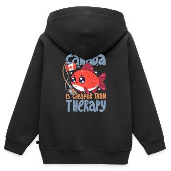 Angeln in Kanada ist günstiger als eine Therapie - Kinder Premium Organic Zip Hoodie - Schwarz - Hinten - AI Model Kid Male (0cm)