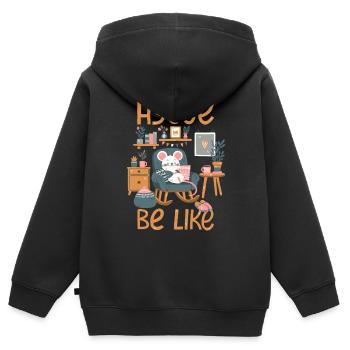 Hygge Be Like - Kids Premium Organic Zip-up Hoodie - black - Back - AI Model Kid Male (0cm)