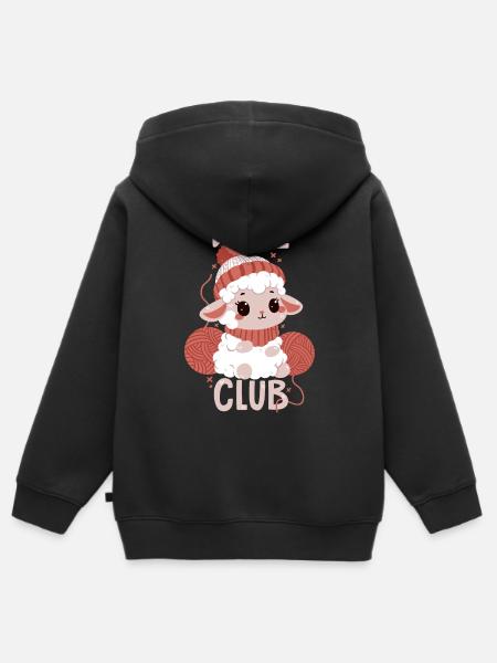 Wolle-Club - Kinder Premium Organic Zip Hoodie - Schwarz