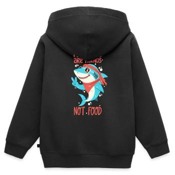 Menschen sind Freunde, kein Fressen - Kinder Premium Organic Zip Hoodie - Schwarz - Hinten - AI Model Kid Male (0cm)