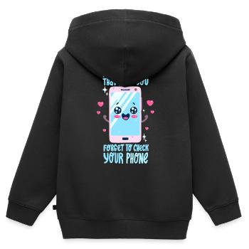 Smartphone Dire - Sweat Premium à capuche zippé enfant bio - noir - Dos - AI Model Kid Male (0cm)