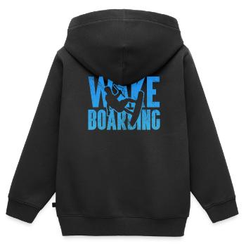 Wakeboard - Sweat Premium à capuche zippé enfant bio - noir - Dos - AI Model Kid Male (0cm)