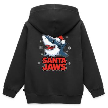 Père Noël Mâchoires Drôle Noël Requin Noël - Sweat Premium à capuche zippé enfant bio - noir - Dos - AI Model Kid Male (0cm)