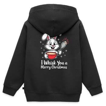 I Whisk You a Merry Christmas Christmas Bunny - Kids Premium Organic Zip-up Hoodie - black - Back - AI Model Kid Male (0cm)