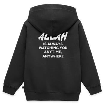 Muslim - Kids Premium Organic Zip-up Hoodie - black - Back - AI Model Kid Male (0cm)